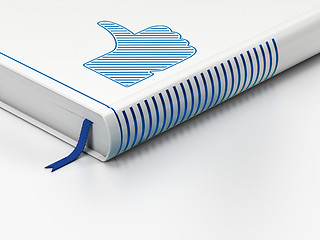 Image showing Social network concept: closed book, Thumb Up on white background