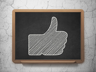 Image showing Social network concept: Thumb Up on chalkboard background