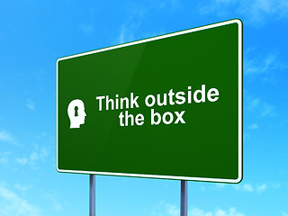 Image showing Education concept: Think outside The box and Head Keyhole