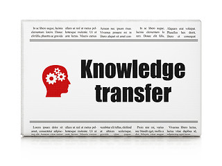 Image showing Education concept: newspaper with Knowledge Transfer and Head Gears
