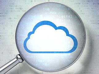 Image showing Computing concept: Cloud with optical glass on digital background