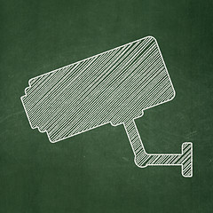Image showing Privacy concept: Cctv Camera on chalkboard background