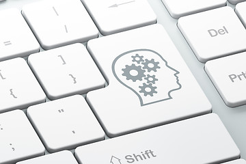 Image showing Data concept: Head With Gears on computer keyboard background