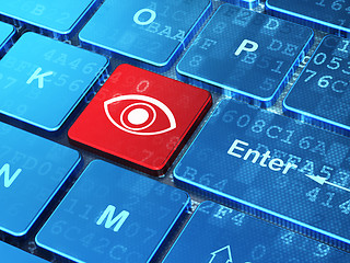 Image showing Security concept: Eye on computer keyboard background