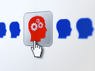 Image showing Business concept: Head With Gears on digital computer screen