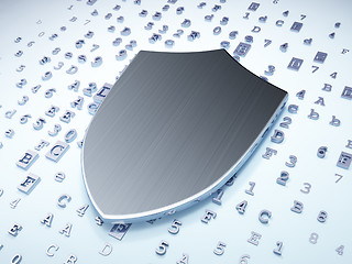 Image showing Protection concept: Silver Shield on digital background