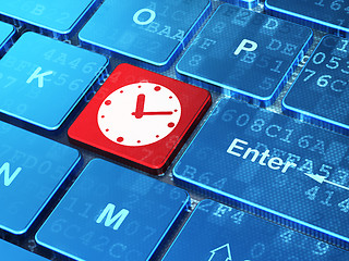 Image showing Time concept: Clock on computer keyboard background