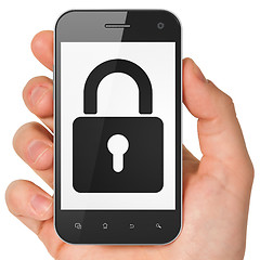 Image showing Information concept: Closed Padlock on smartphone