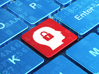 Image showing Business concept: Head With Padlock on computer keyboard background