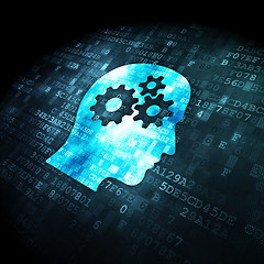 Image showing Information concept: Head With Gears on digital background