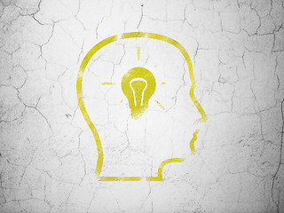 Image showing Finance concept: Head With Lightbulb on wall background
