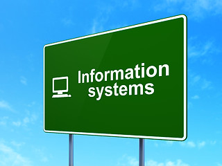 Image showing Data concept: Information Systems and Computer Pc on road sign