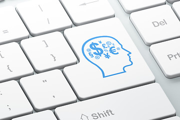 Image showing Marketing concept: Head With Finance Symbol on computer keyboard background