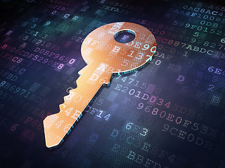 Image showing Security concept: Golden Key on digital background
