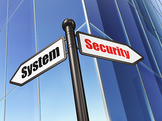 Image showing Safety concept: sign Security System on Building background