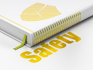 Image showing Privacy concept: book Broken Shield, Safety on white background