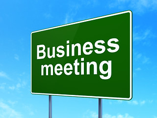 Image showing Finance concept: Business Meeting on road sign background