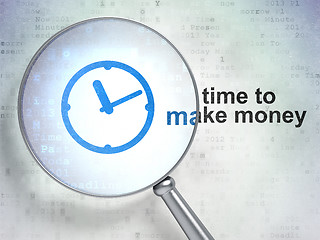 Image showing Timeline concept: Clock and Time to Make money with optical glass