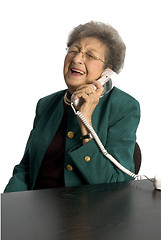 Image showing laughing senior woman on telephone