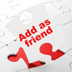 Image showing Social media concept: Add as Friend on puzzle background