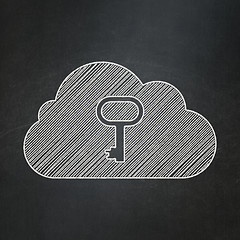 Image showing Technology concept: Cloud With Key on chalkboard background