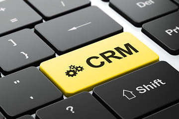 Image showing Business concept: Gears and CRM on computer keyboard background