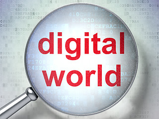 Image showing Information concept: Digital World with optical glass