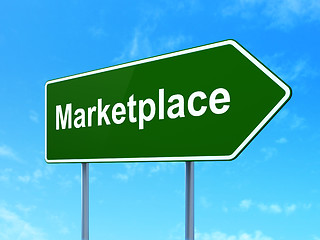 Image showing Advertising concept: Marketplace on road sign background