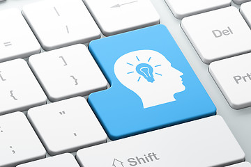 Image showing Business concept: Head With Light Bulb on computer keyboard background