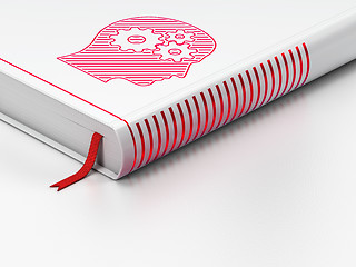 Image showing Education concept: closed book, Head With Gears on white background