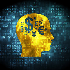 Image showing Head With Finance Symbol on digital background