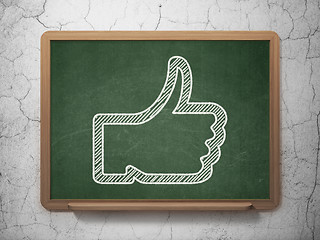 Image showing Social network concept: Thumb Up on chalkboard background