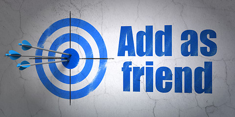 Image showing Social network concept: target and Add as Friend on wall background