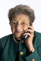Image showing happy senior woman on telephone