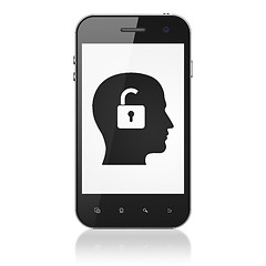 Image showing Business concept: Head With Padlock on smartphone