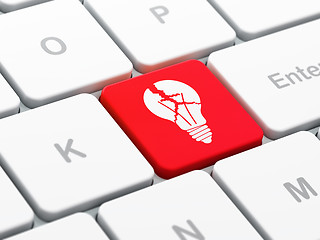 Image showing Finance concept: Light Bulb on computer keyboard background