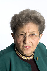 Image showing senior woman with skeptical look