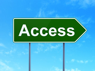 Image showing Protection concept: Access on road sign background