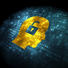 Image showing Finance concept: Head With Padlock on digital background