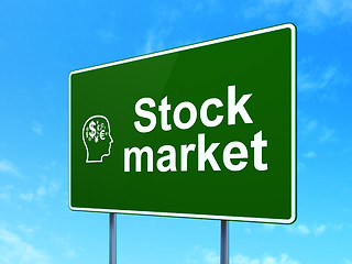 Image showing Stock Market and Head With Finance Symbol on road sign background