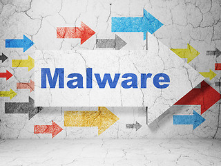 Image showing Security concept: arrow with Malware on grunge wall background