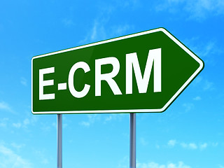 Image showing Business concept: E-CRM on road sign background