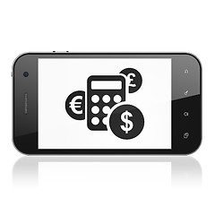 Image showing Advertising concept: Calculator on smartphone