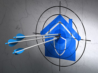 Image showing Business concept: arrows in Home target on wall background