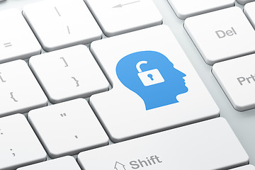 Image showing Business concept: Head With Padlock on computer keyboard background