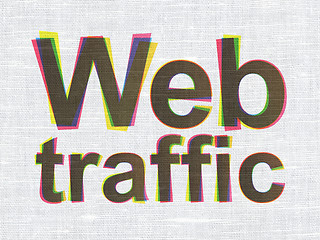 Image showing Web Traffic on fabric texture background