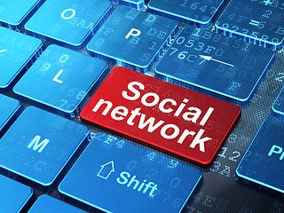Image showing Social media concept: Network on computer keyboard background