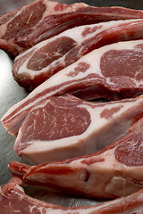 Image showing rib lamb chops in frying pan