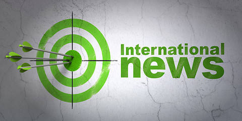 Image showing News concept: target and International News on wall background