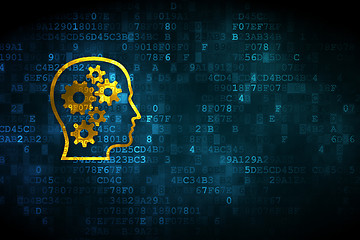 Image showing Education concept: Head With Gears on digital background